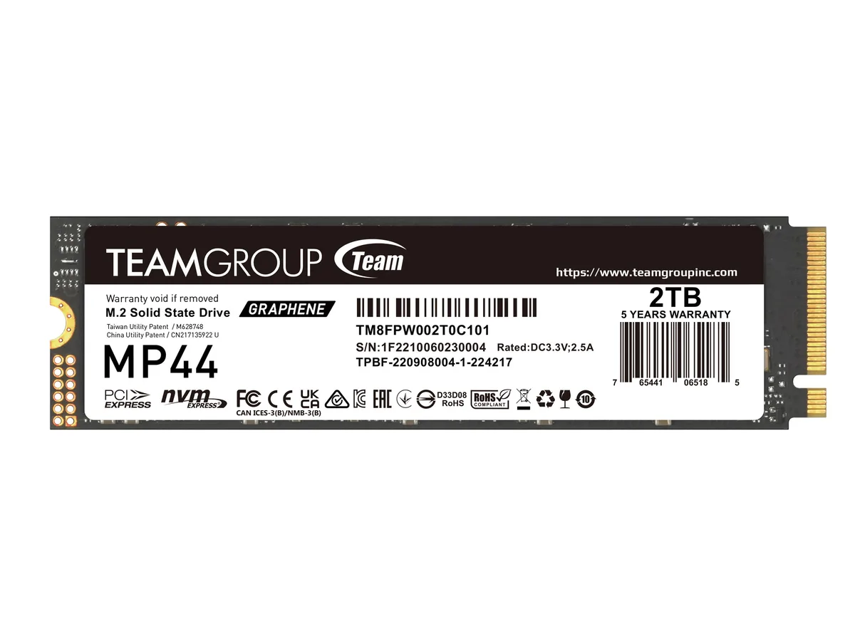 Team Group Team Group MP44 2TB M.2 2280 PCIe 4.0 NVMe internal SSD TM8FPW002T0C101 — product photo