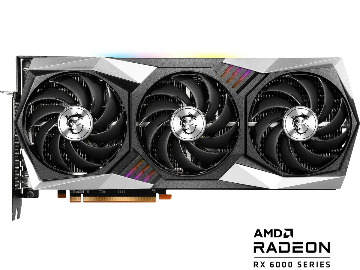 MSI Radeon RX 6900 XT Gaming Z Trio triple-fan graphics card in black and silver