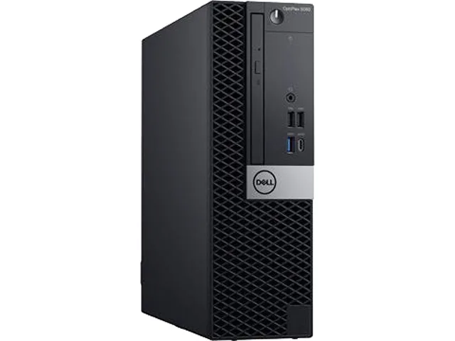 Small black Dell OptiPlex 5060 slim desktop tower with DVD drive slot