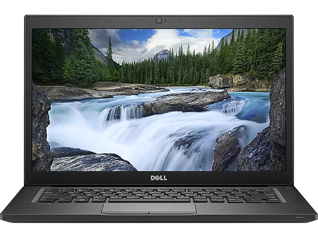 Silver aluminium Dell Latitude 7490 laptop, closed lid, 14 inch non-touch FHD screen