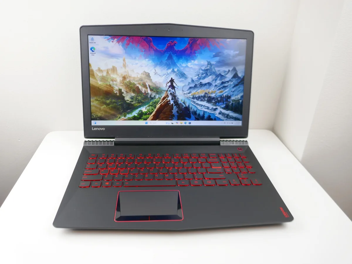 Black 15.6 inch gaming laptop with backlit keyboard