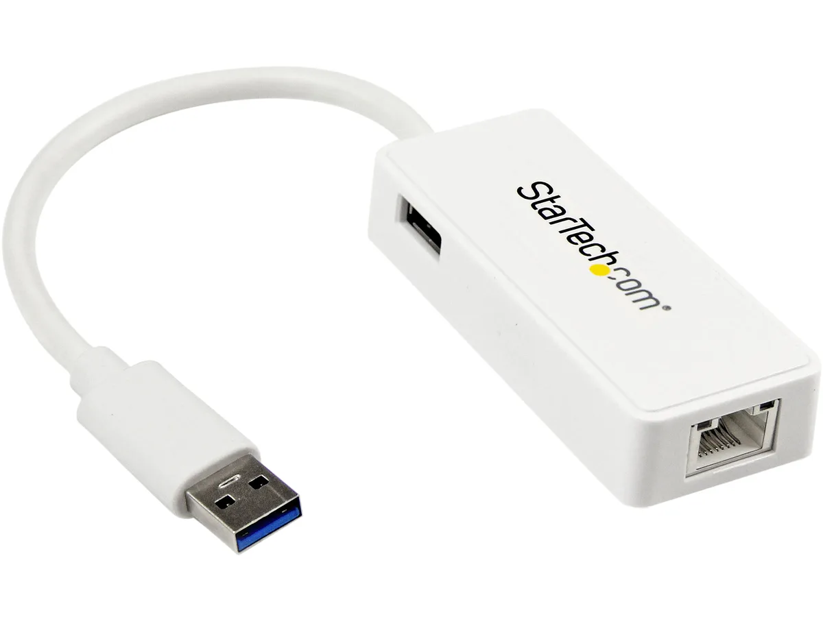 STARTECH STARTECH USB31000SPTW USB 3.0 Gigabit Ethernet Adapter network card with USB pass-through White — foto del producto