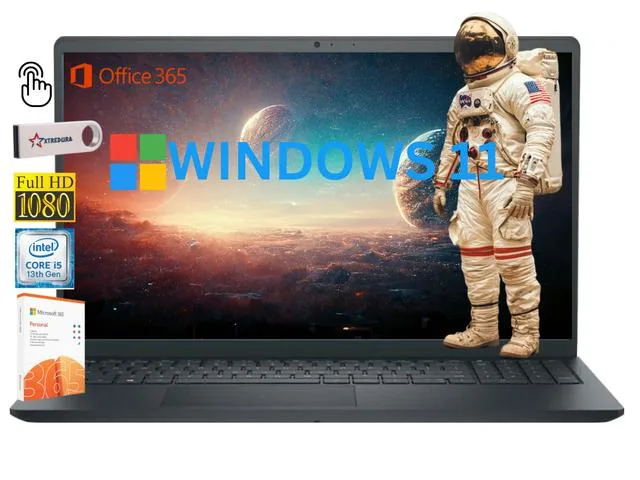 Black Dell Inspiron 3530 laptop with 15.6 inch FHD touchscreen display closed