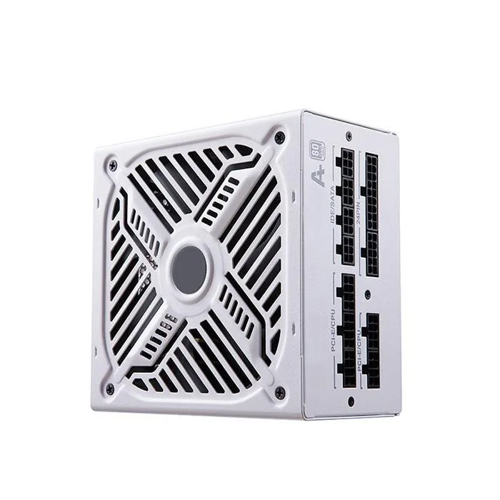 White ATX power supply, fully modular flat cables, 140 mm hydraulic fan, 150 by 155 by 86 mm