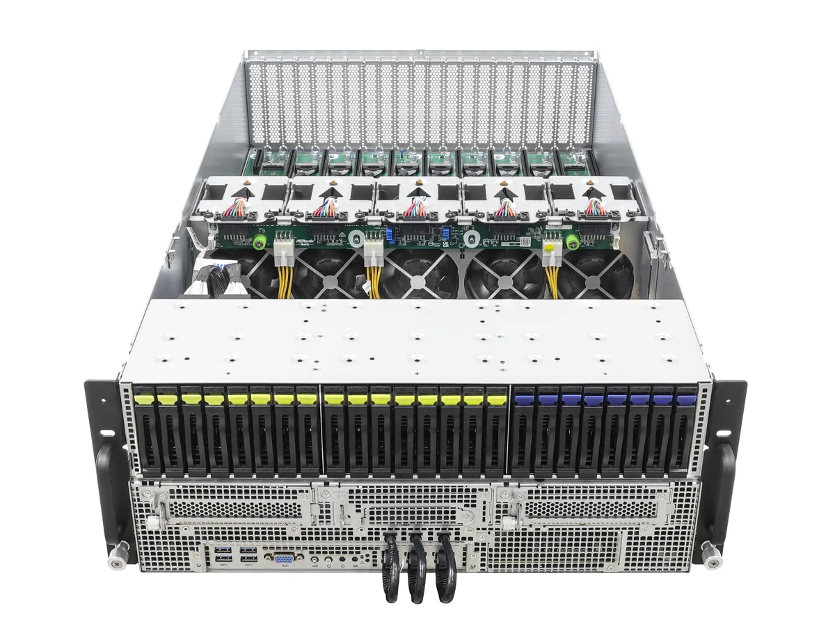 ASRock Rack ASRock Rack 4U10G-TURIN2 barebone server 4U dual SP5 10 GPU 16 NVMe 24 DDR5 12TB 3200W — produktfoto