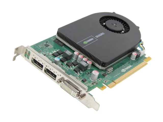 Full-height graphics card with silver cooler, two DisplayPorts and one DVI