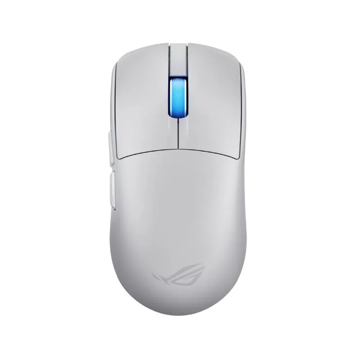 White ultralight gaming mouse with symmetrical shape and matte finish