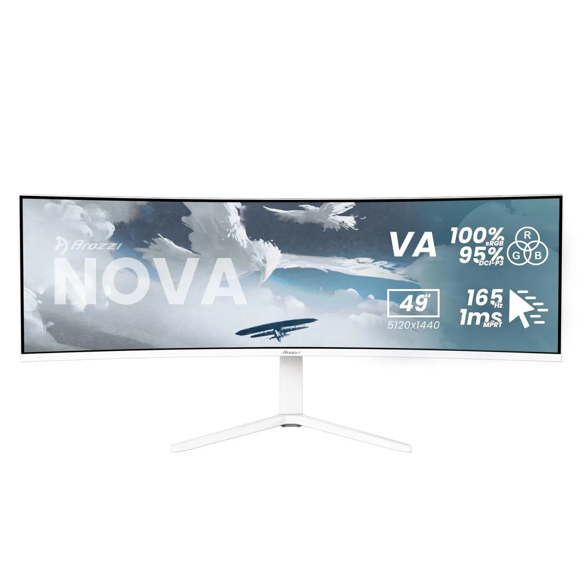 Arozzi Arozzi Nova 49" Curved VA 165Hz gaming monitor White — product photo