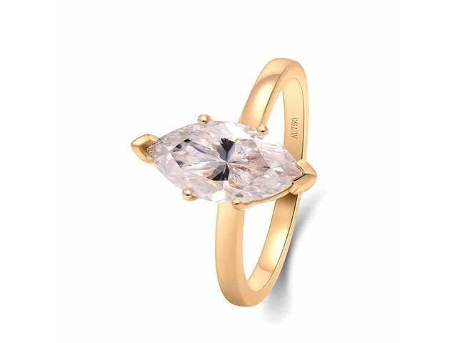 allentian allentian 3 Carat Horse Eye Moissanite Ring 18K Gold Size 7 — product photo