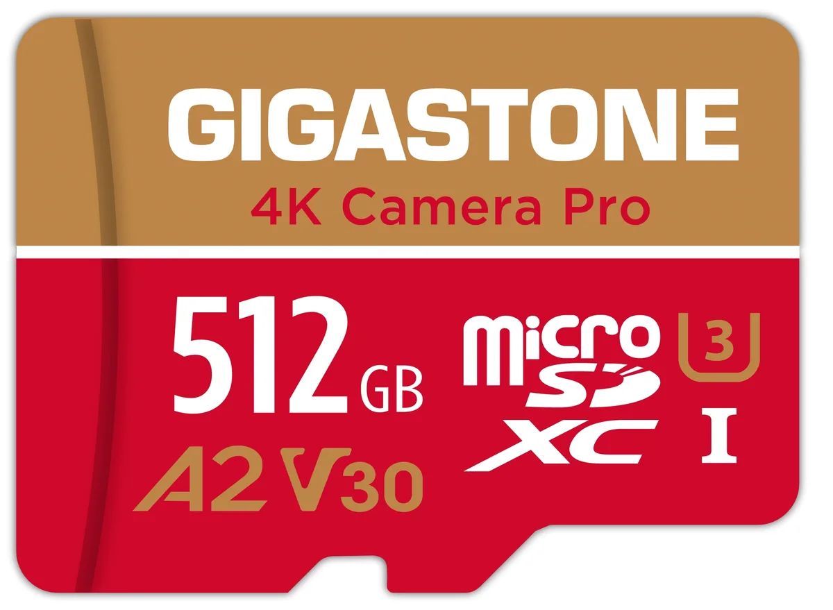 Gigastone Corporation Gigastone 512GB MicroSDXC 100/60 MB/s U3 V30 A2 memory card — Produktfoto
