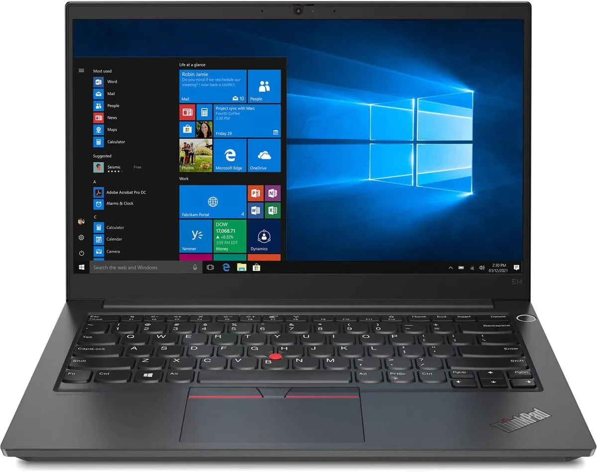 Black 14 inch ThinkPad laptop, matte finish, Grade A condition
