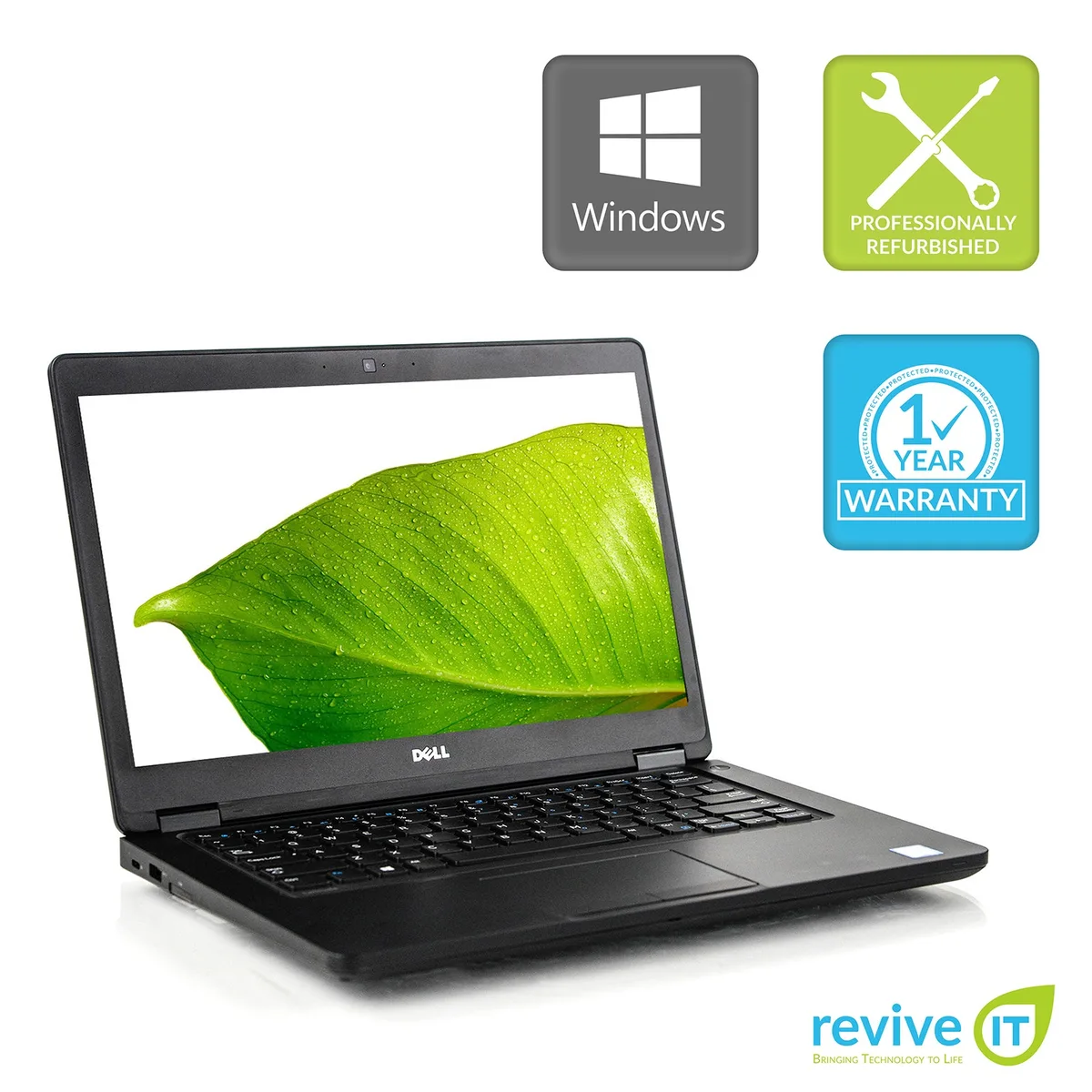 Black Dell Latitude 5480 laptop closed, 14 inch non-touch display, matte finish