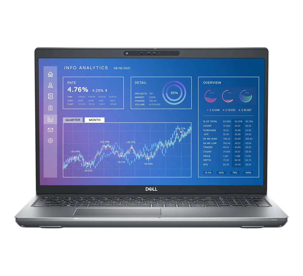 Dark gray Dell Precision 3571 laptop, 15.6 inch non-touch FHD screen, Grade A condition