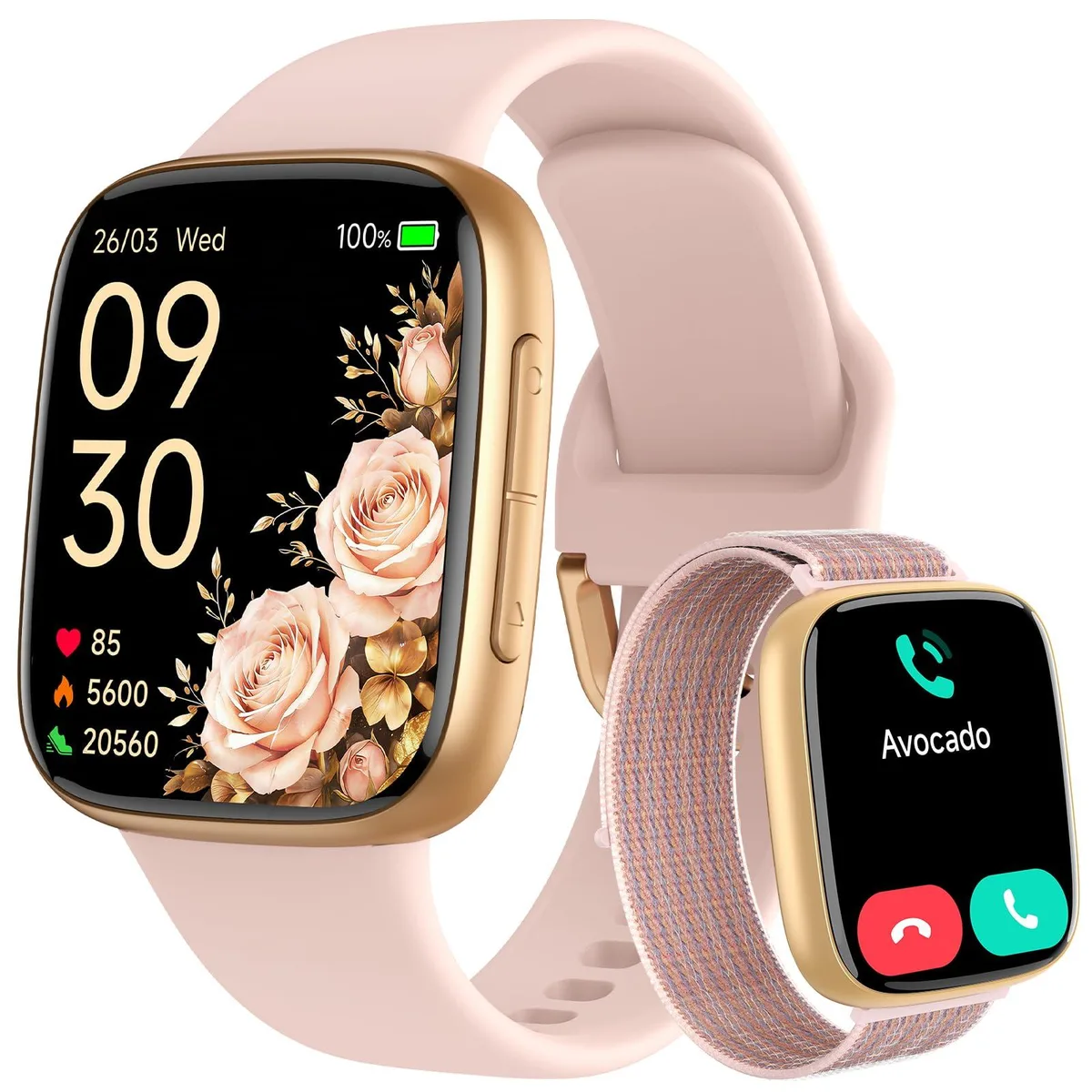 Tensky Smart Watch Pink 1.85" AMOLED 12 Days 120 Modes 2 Bands — tuotekuva