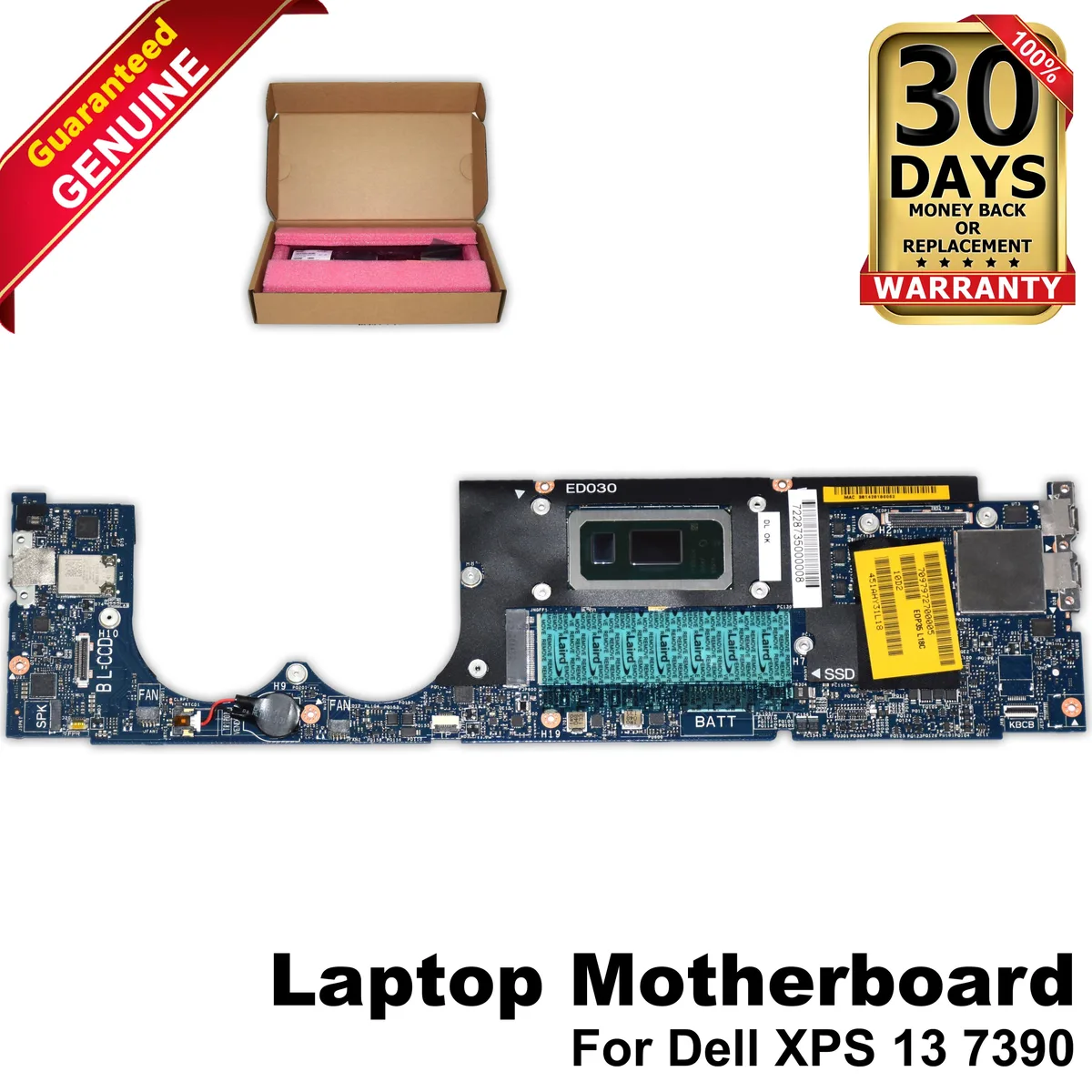 DELL DELL XPS 13 7390 Motherboard i5-10210U 4GB LPDDR3 JTF5T LA-H931P laptop replacement part — product photo