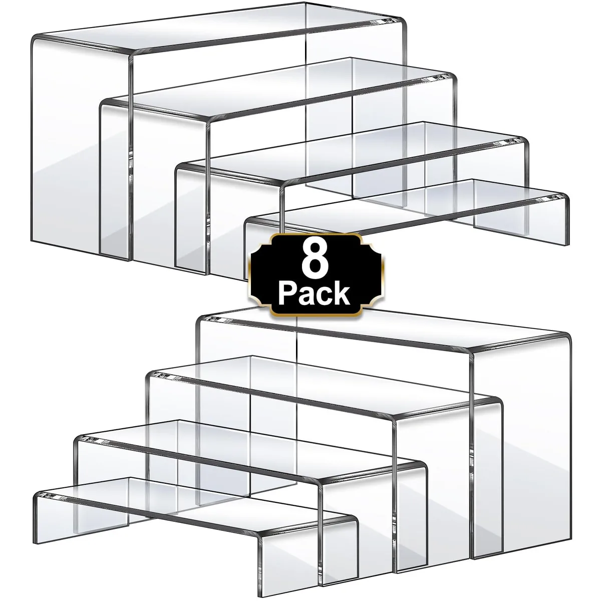  Knape &amp; Vogt Aheroi Acrylic Risers-8 8 pcs clear rectangular decorative shelving — 商品照片