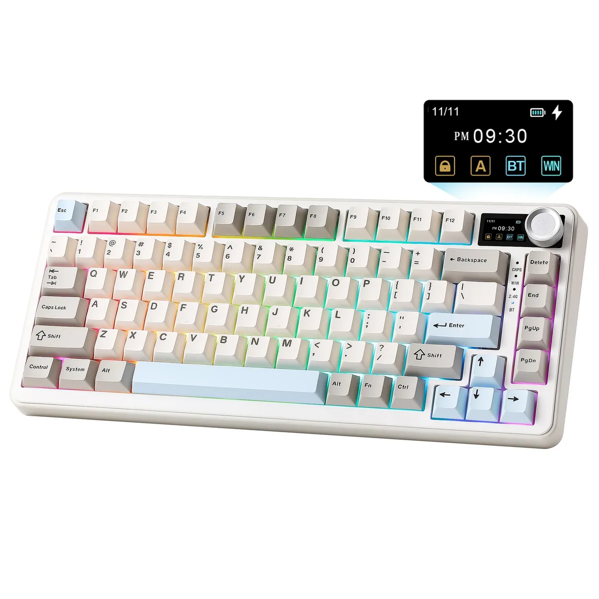 YUNZII YUNZII B75 PRO MAX 75% Wireless Mechanical Gaming Keyboard (Beige, Candy Switch) — photo du produit
