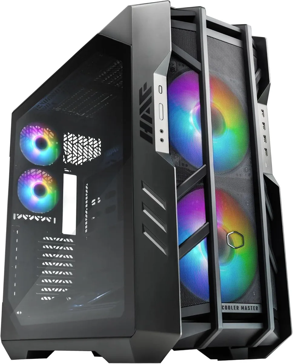 Grey full-tower E-ATX case with high-airflow mesh front