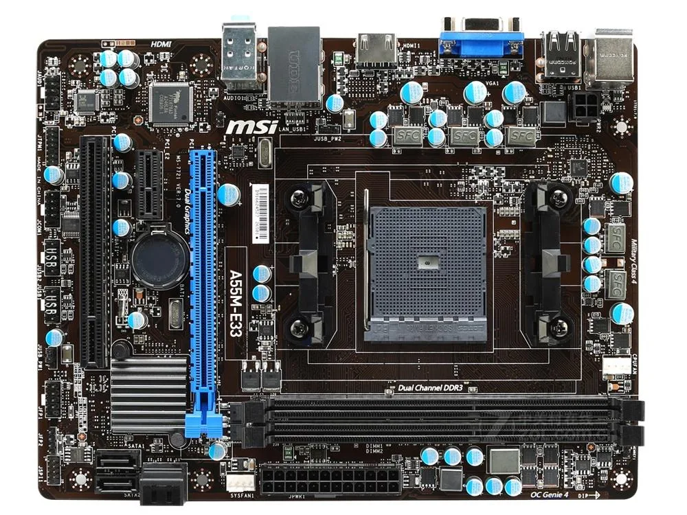 MSI MSI A55M-E33 AMD motherboard Socket FM2/FM2+ DDR3 32GB Micro ATX — product photo