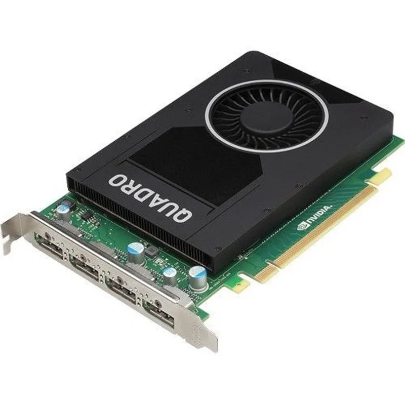 Single-slot graphics card with blower cooler and four display outputs