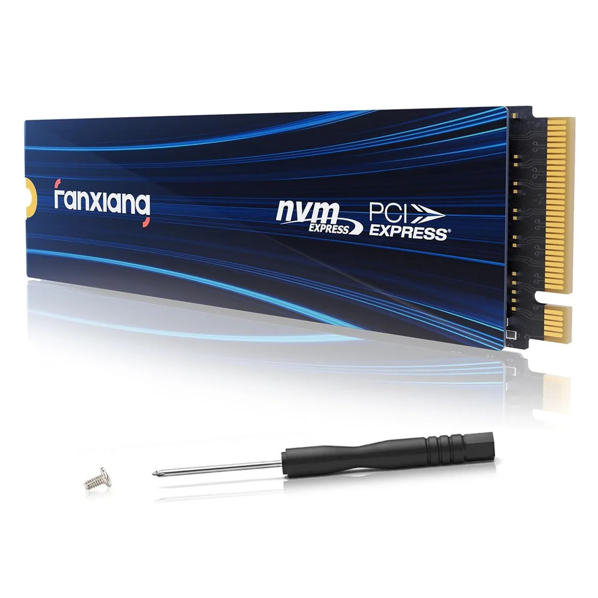 Green circuit board M.2 2280 SSD with black controller and gold edge connector