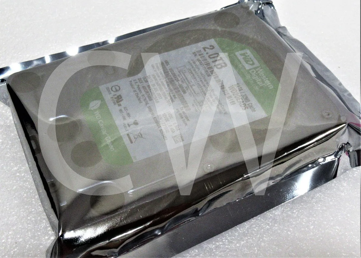 Green 3.5 inch SATA hard drive with silver label