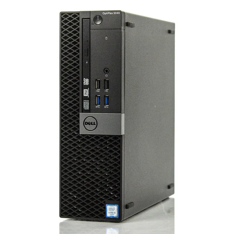 Black small form factor desktop chassis with front ports and optical drive bay