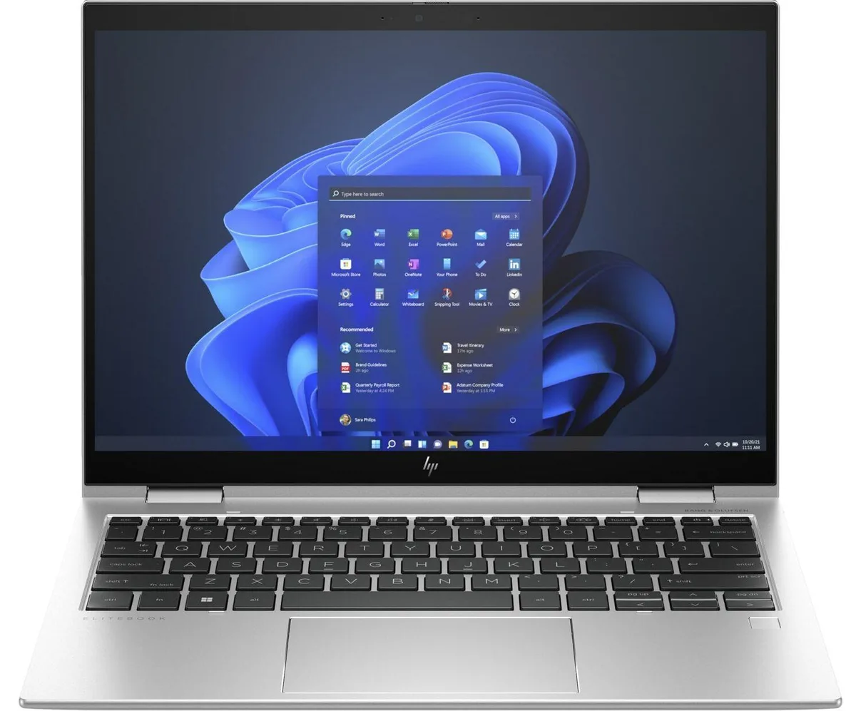 Silver 13.3 inch 360 degree convertible laptop closed view
