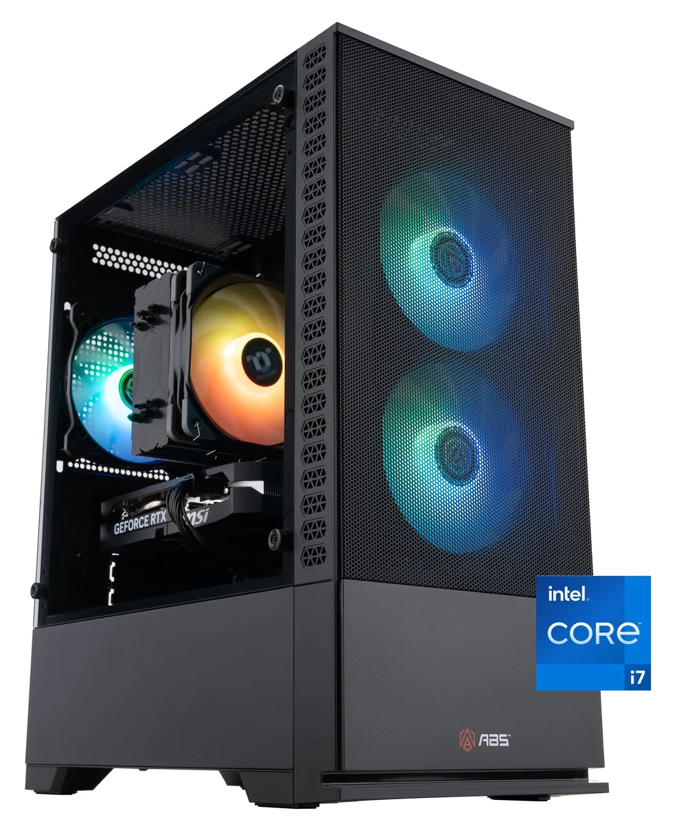 Obsidian black mATX tower with RGB memory visible inside
