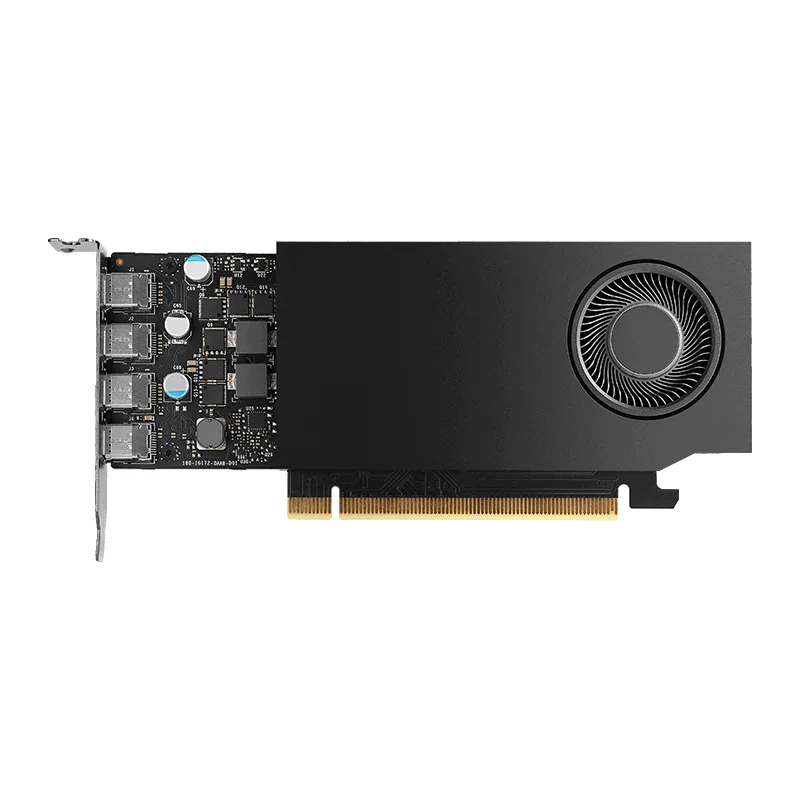 PNY A400 single-slot graphics card with four mini DisplayPort outputs and active fansink cooler