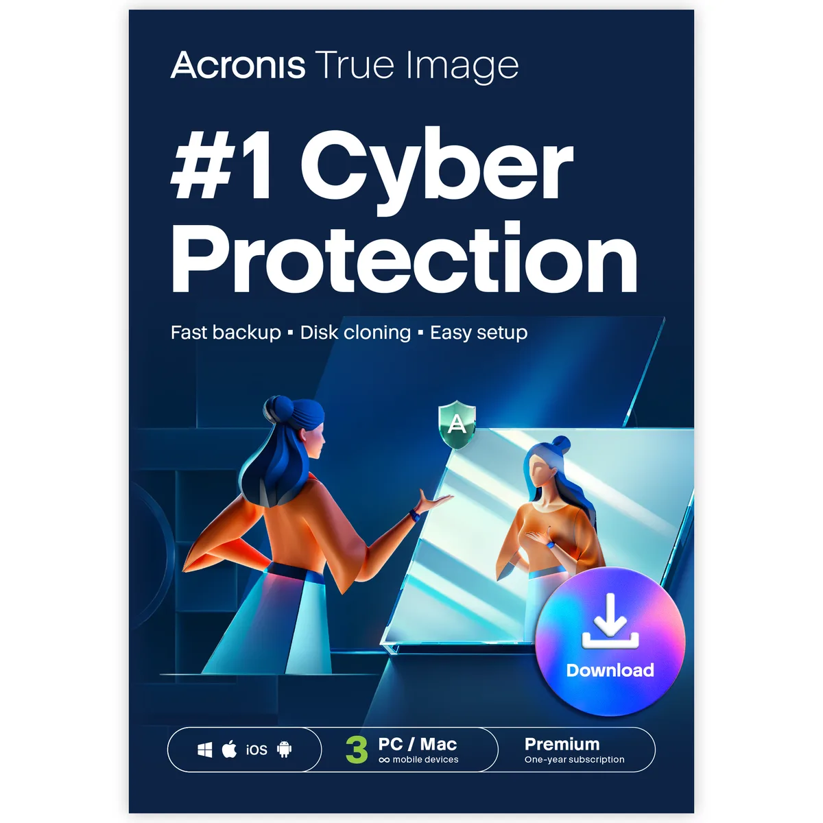 Acronis Inc. Acronis True Image Premium utility 3 Computers 1 TB Cloud 1 Year HOQASHLOS — produkto nuotrauka