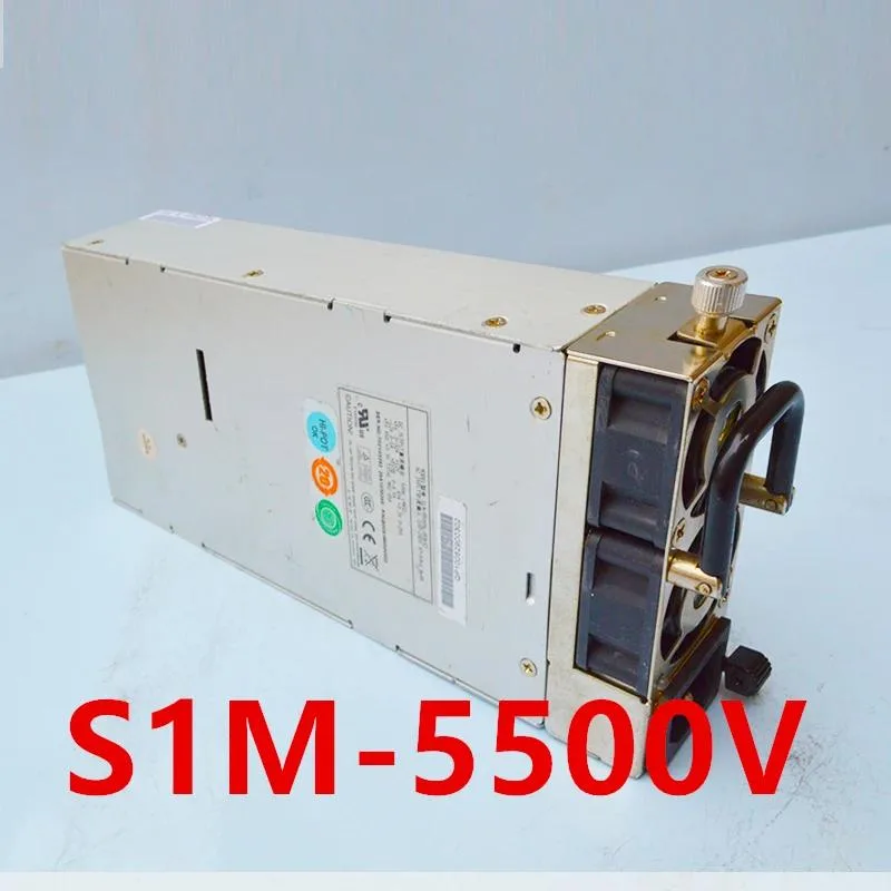 Rectangular black ATX power supply unit with ventilation grille and fan visible