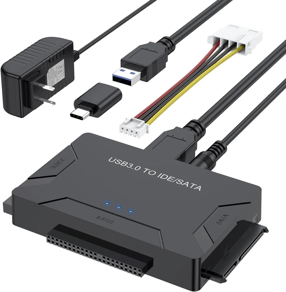 SMA SMA Hard Drive Adapter IDE SATA to USB 3.0 with USB-C Black — 제품 사진