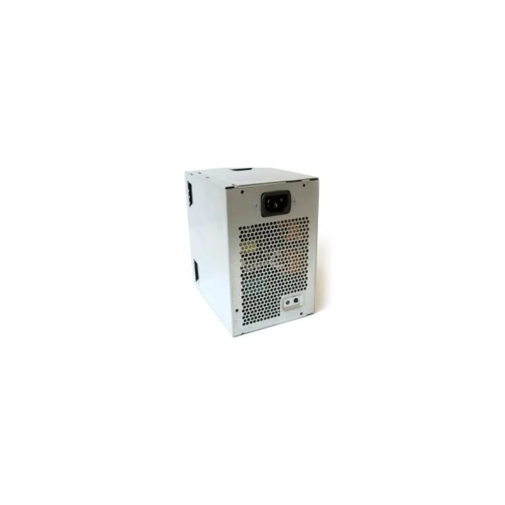 Rectangular metal PSU with fan grille and cables