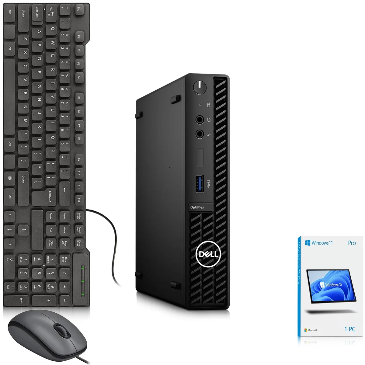 Compact black mini desktop tower with front ports