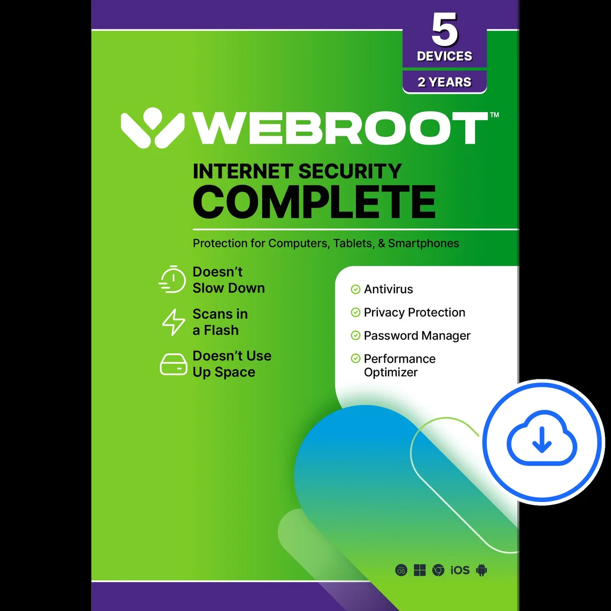 Webroot Software, Inc. Webroot Software, Inc. 25124-16 SecureAnywhere Internet Security Complete 5 Device 2 Year Download — produkto nuotrauka