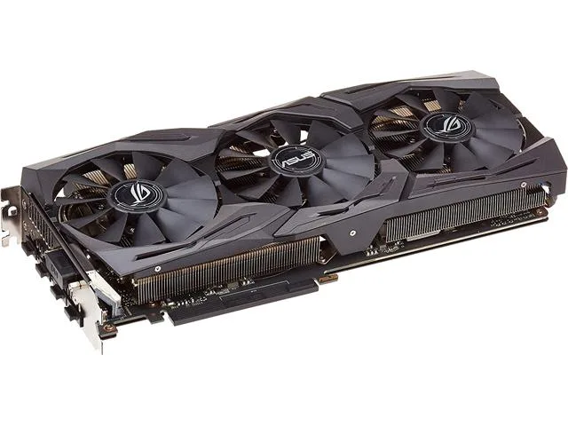 ASUS ROG STRIX GeForce RTX 2060 graphics card, triple-fan cooler, matte black shroud with silver accents, 2.5-slot design, metal