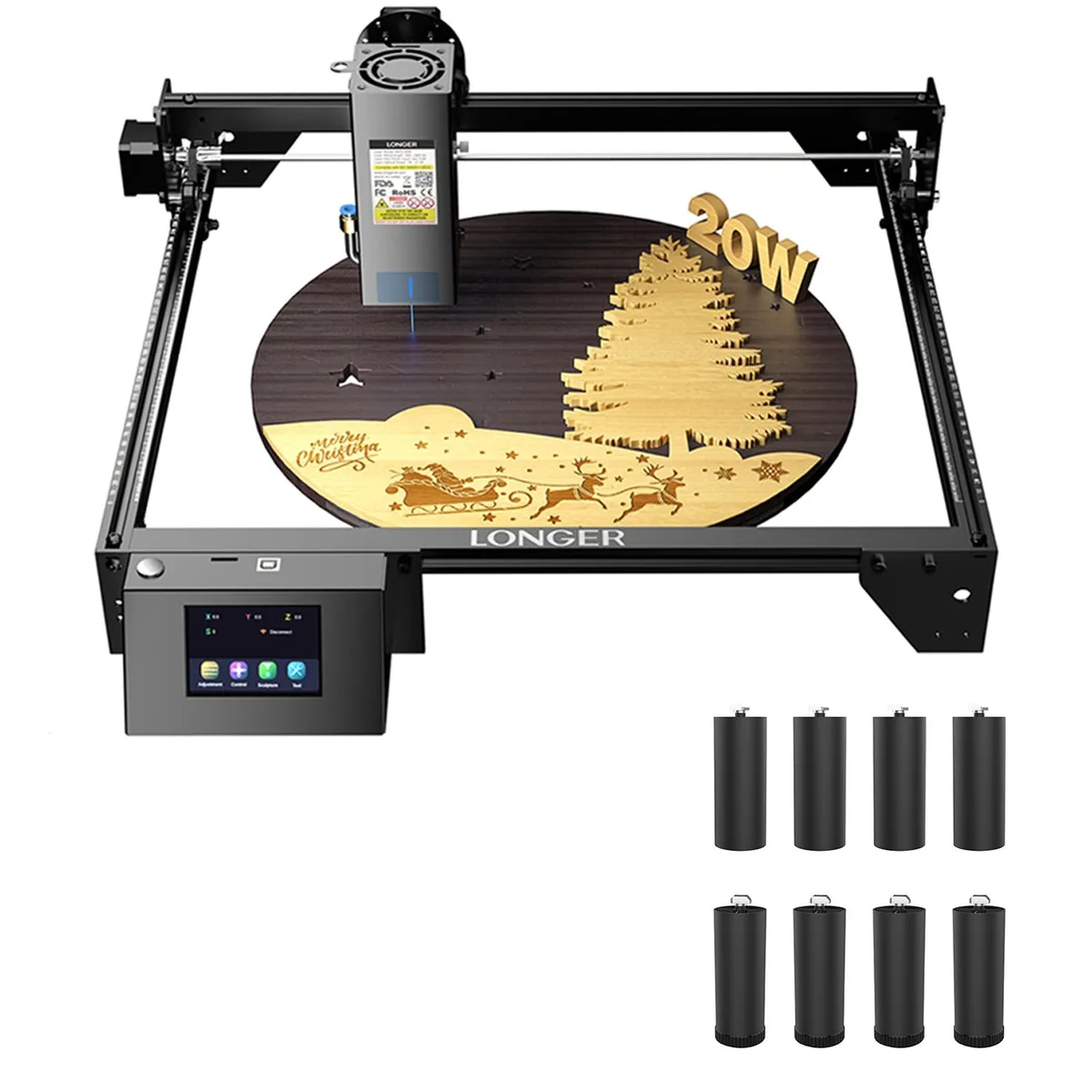 LONGER LONGER RAY5 20W Laser Engraver with 8 Riser Pads — produkto nuotrauka