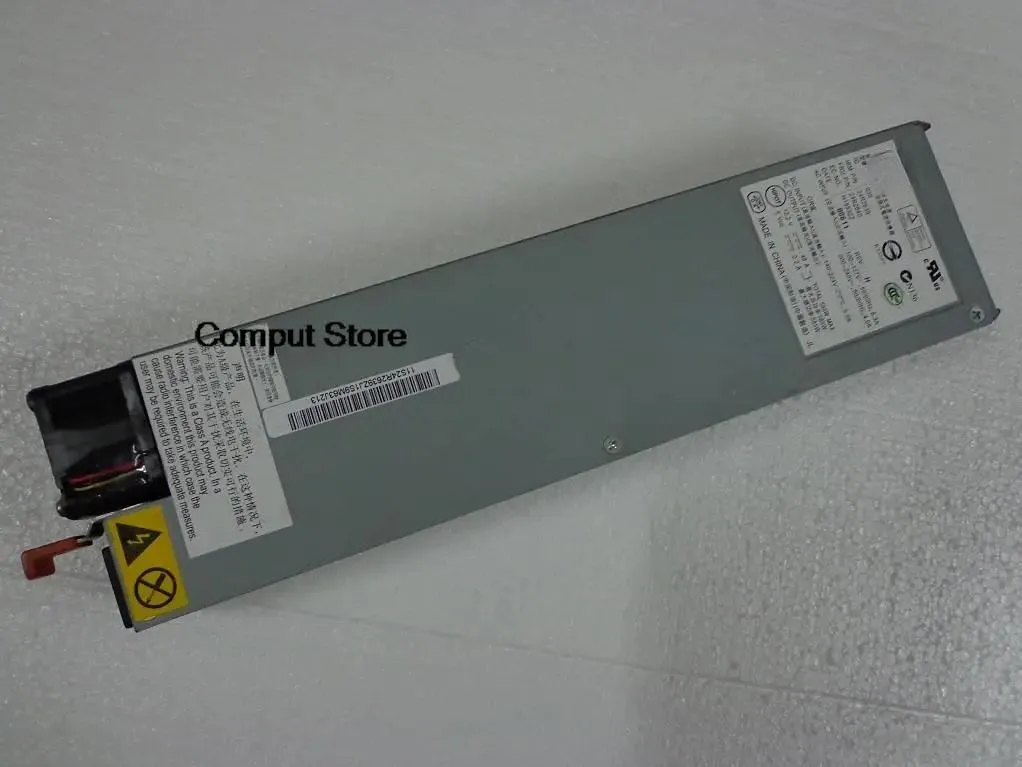 Rectangular server power supply unit with metal casing and ventilation grille