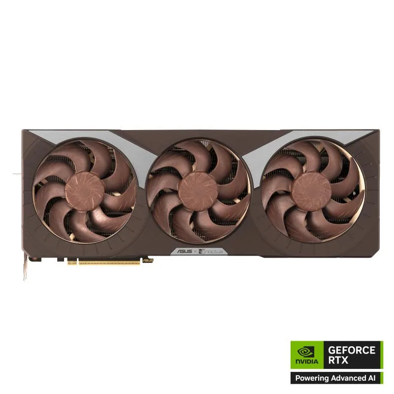 ASUS NOCTUA GeForce RTX 5080 graphics card with beige and brown Noctua fans