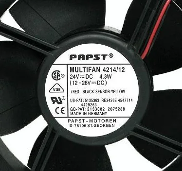 Black square 120mm fan 38mm thick two-wire DC24V 4.3W