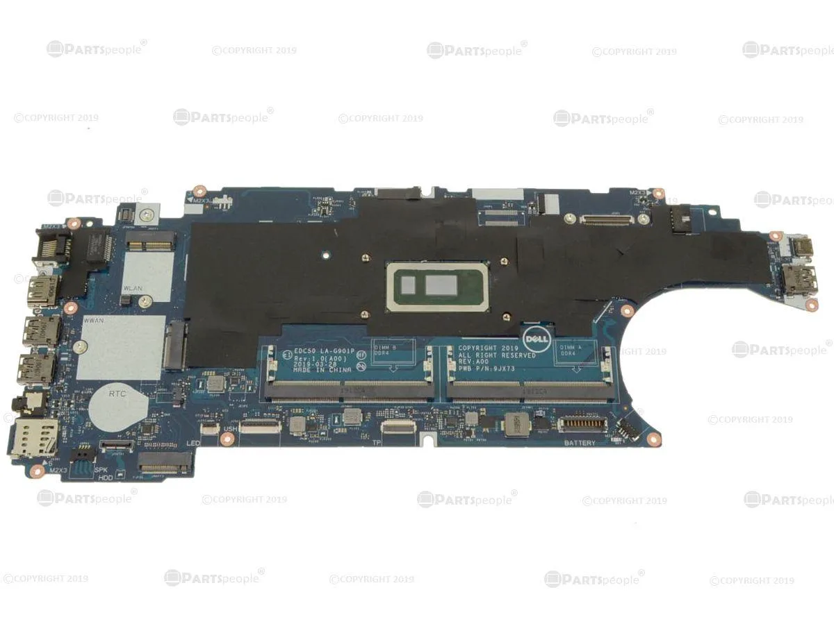 Green Dell Latitude 5500 motherboard with silver i7-8665U CPU mounted