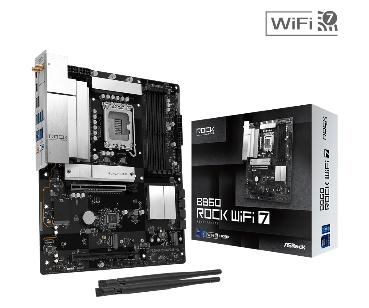 ASRock ASRock B860 Rock WiFi 7 Intel motherboard — product photo