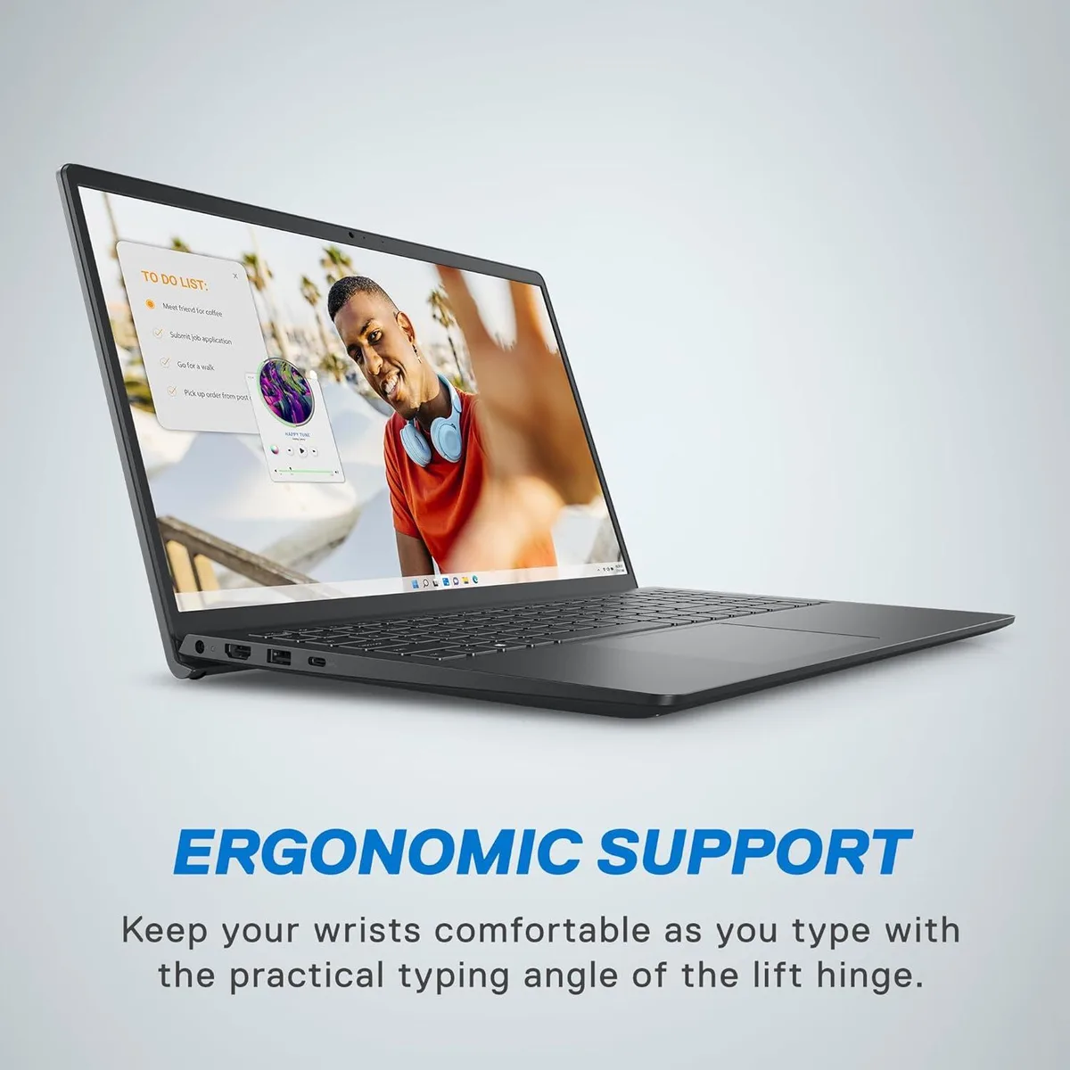 Carbon Black 15.6-inch laptop with numeric keypad and lift hinge