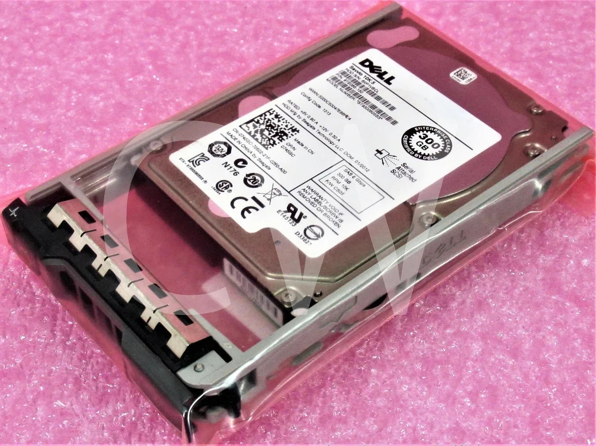 Silver 2.5 inch SAS hard drive with black tray