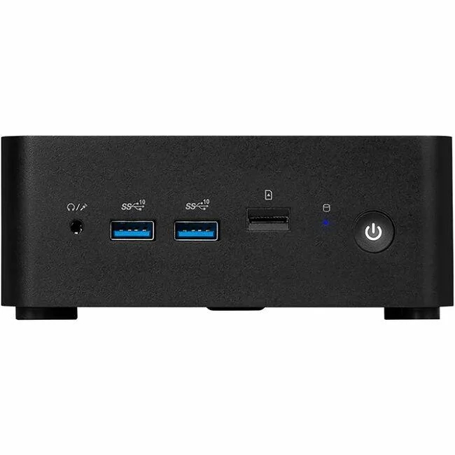 Black compact mini PC barebone unit with smooth matte finish