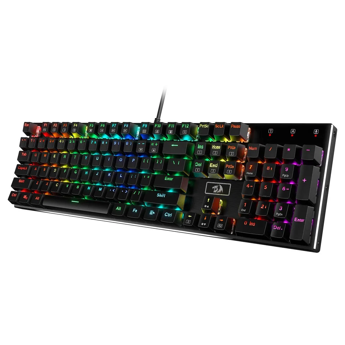 Black full-size mechanical keyboard with aluminium frame and RGB backlighting