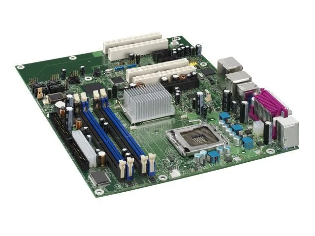 Green ATX motherboard with LGA775 socket and four DDR2 slots