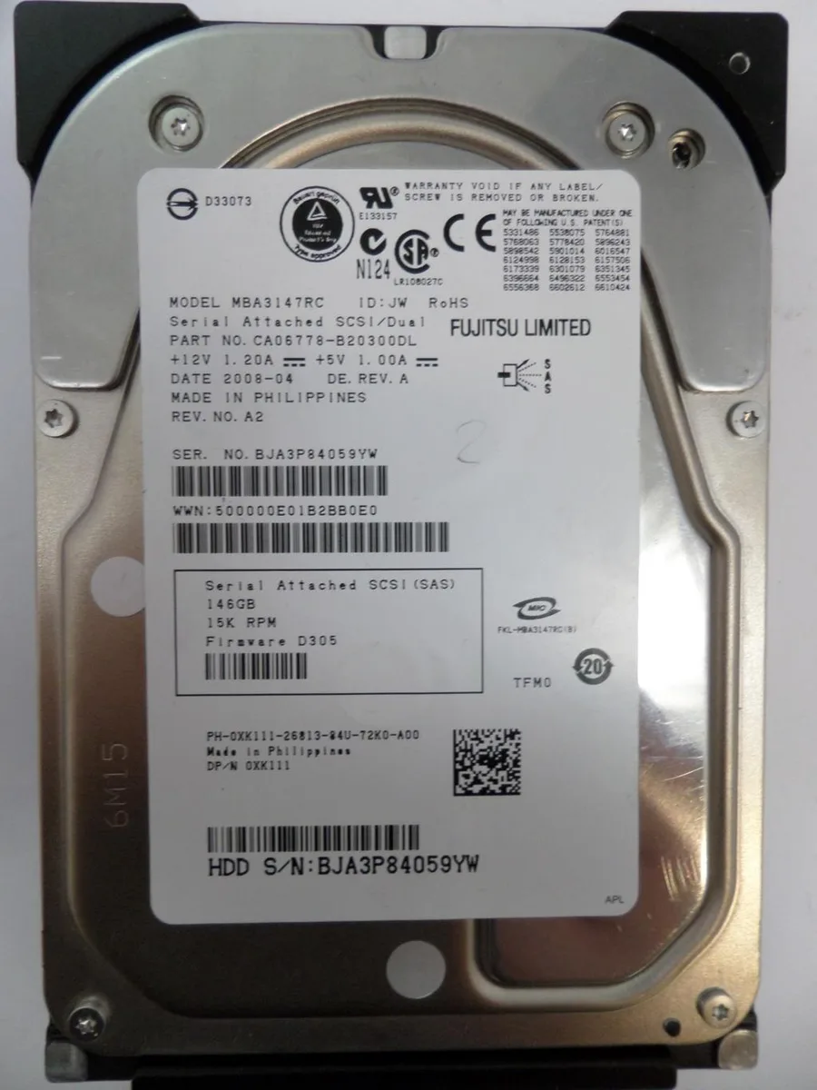Fujitsu Fujitsu MBA3147RC 146GB 3.5" SAS 15000 RPM 16MB cache internal hard drive — fotografija proizvoda