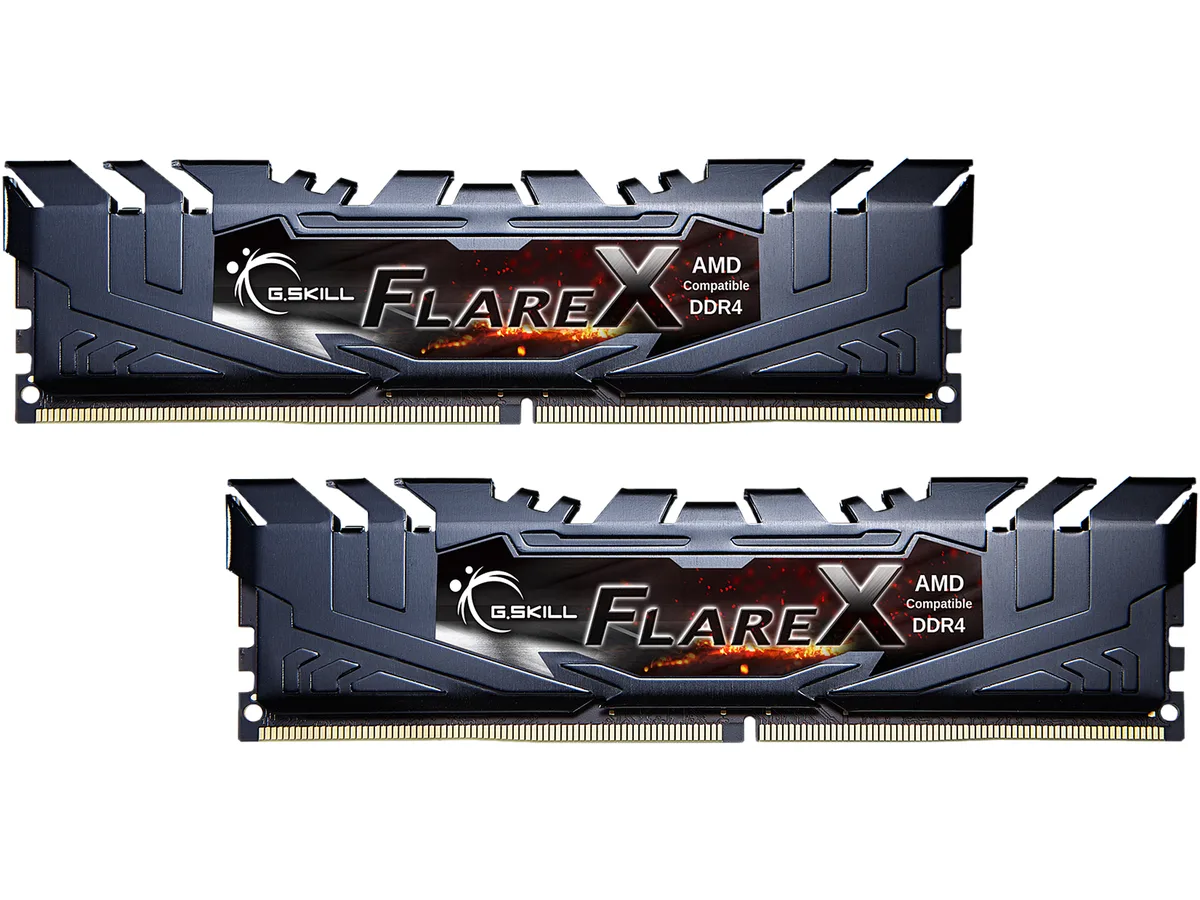 Two black DDR4 modules with aluminium heatspreaders